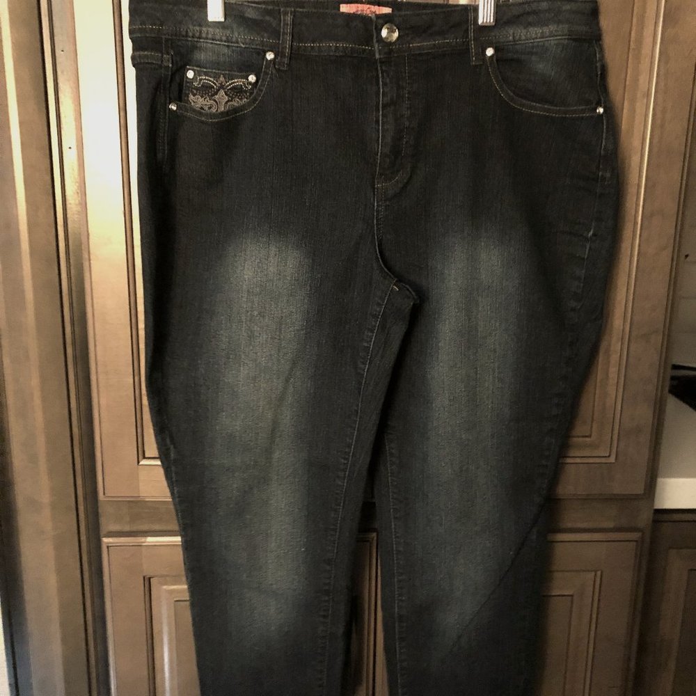 Plus Size One 5 One Straight Leg Dark Wash Jeans